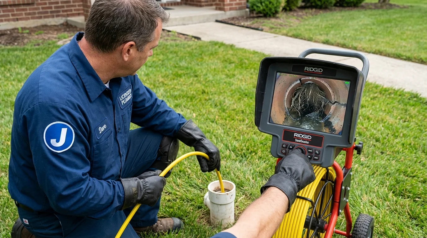 Sewer camera inspection being performed by Johns Plumbing LLC in Dysart